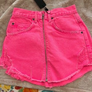 NWT LF Carmar mini hot pink jean skirt, no longer sold